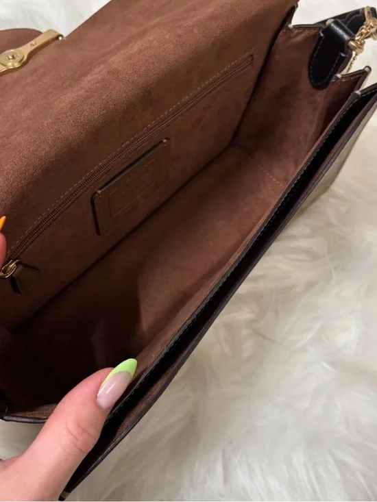 Coach Brown Signature Canvas & Leather Shoulder Bag with Black Strap - Picture 4 of 4